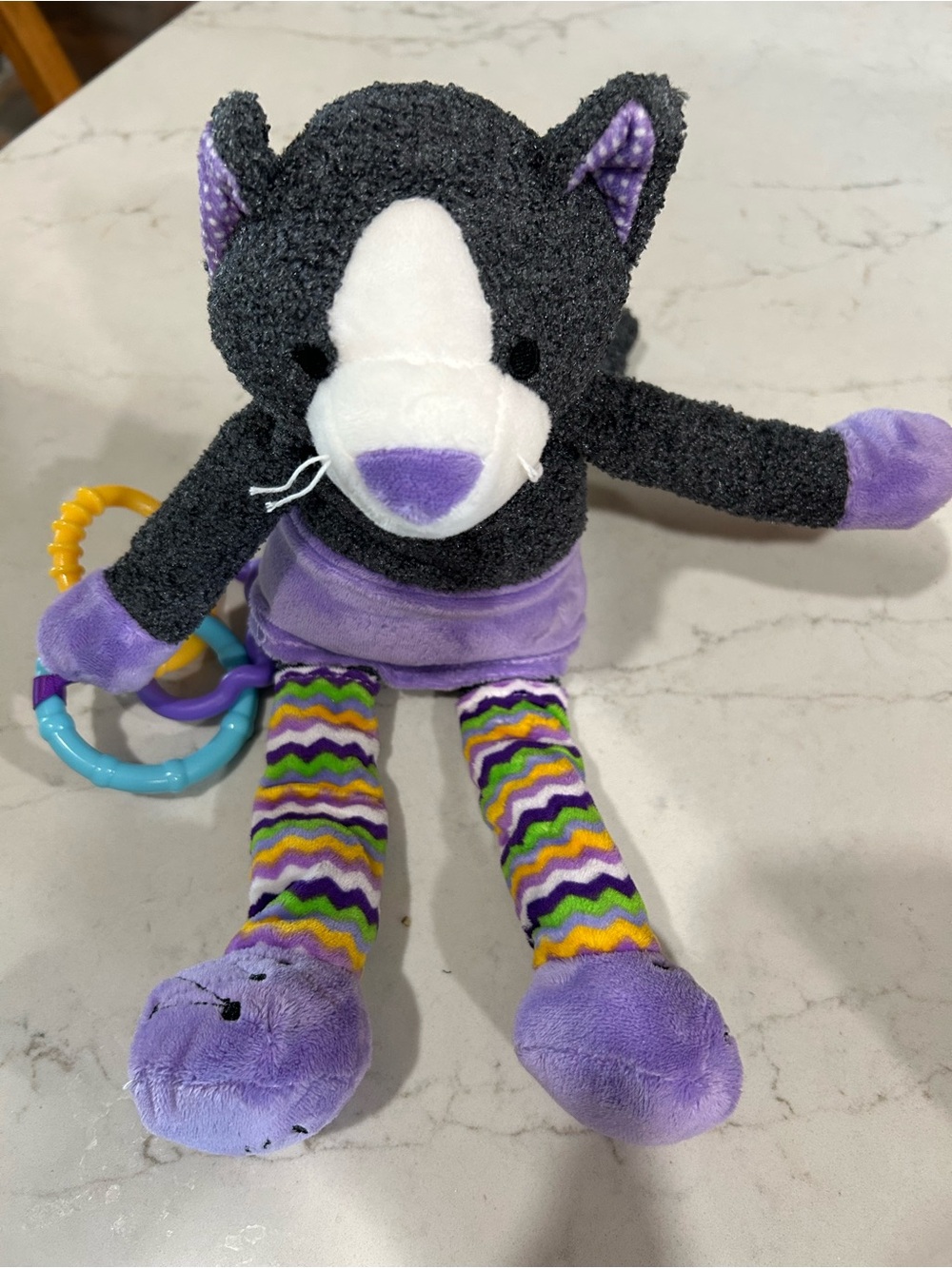 Scentsy Purple and Black Plush Cat Toy with Rings